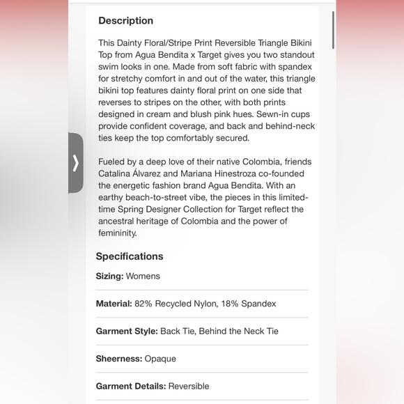Target x Agua Bendita plus size triangle pink floral striped bikini set - Picture 15 of 16